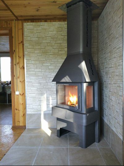 Экокамин Бавария три стекла графит