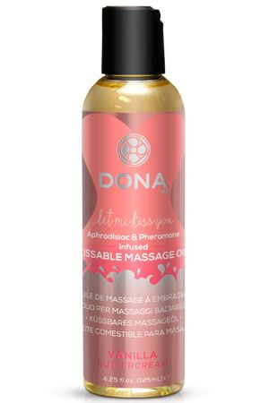 Вкусовое массажное масло с феромонами и ароматом "Ванильный крем" DONA Kissable Massage Oil Vanilla