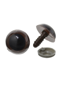 Глаза винтовые цветные, 14 мм коричневые