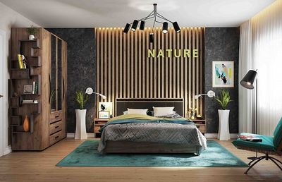 Композиция спальни NATURE (НАТУРА) Дуб табачный Craft-Черный