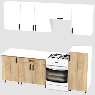 Кухня Эконом 1,8 метра с полуколонкой (1300х500) Цвет: Белый/Дуб Вотан