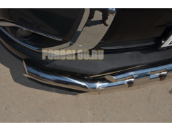 Защита переднего бампера двойная с перемычками d60/42 для Mitsubishi Outlander (2015-2018)