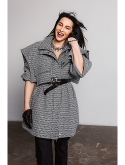 Парка из фактурного хлопка (бело-синий)