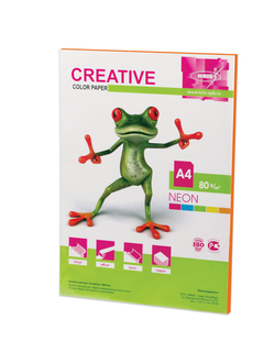 Бумага цветная CREATIVE color (Креатив) А4, 80 г/м2, 50 л., неон, оранжевая, БНpr-50ор