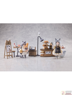 Набор из двух фигурок с декорациями Customer Cat DLC Series, Tea Time Cats Meow Town "Bread House"
