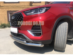 Защита переднего бампера двойная d60/42 для Chery Tiggo 8 Pro 2021-