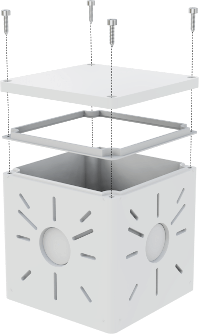 Комплект 4: BOXFORCAM Коробка на выносе от стены 50 и 50 см. для монтажа видеокамер и элементов безопасности. (коробка чёрная/белая)