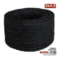 витой провод 3х4 черный