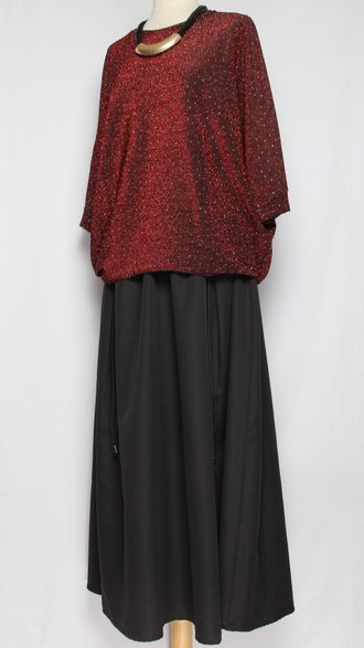 ДЖЕМПЕР с блеском "Кимоно свободный" винный р.48-54(56)