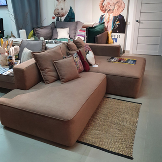 Диван МАРК 260  коричневый правая оттоманка