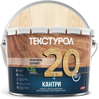 Антисептик кроющий декоративный для дерева ТЕКСТУРОЛ Кантри Бесцветный база C 9 л