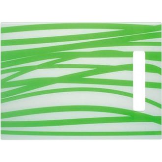 Разделочная доска массив белое стекло с зеленым декором (629075/1)