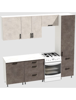 Кухня Эконом 1,8 метра с колонкой (1300х500) Цвет: Цемент светлый/Цемент темный