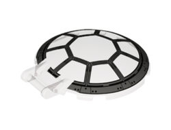 Dish 6 x 6 Inverted with Bar Handle with SW 8 Spoke Dark Bluish Gray Frame and Rivets TIE Cockpit Pattern, Trans-Brown (Old Trans-Black) (18675pb09 / 6163697 / 6230215)