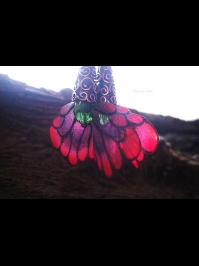 Волшебные серьги "Крылышки Маковой Феи" (шёлк, хрустальные бусины, чешский бисер)