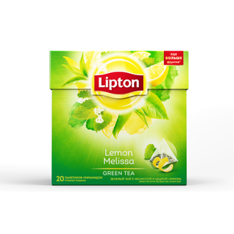 Чай Lipton Lemon Melissa зеленый с лимоном и мелиссой 20 пакетиков