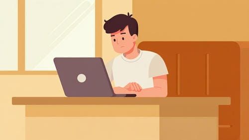 Человек в задумчивости сидит перед ноутбуком, на экране &mdash; форма записи к психологу