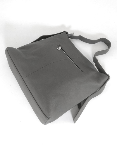 (АРТИКУЛ: 10133/1) СУМКА ЖЕНСКАЯ, БОЛЬШАЯ, НАТУРАЛЬНАЯ КОЖА, СЕРАЯ, РЕМЕНЬ ЧЕРЕЗ ПЛЕЧО