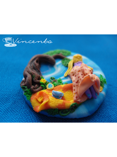 Волшебное украшение &quot;Сказочный пикник&quot; (объёмная брошь ручной работы)