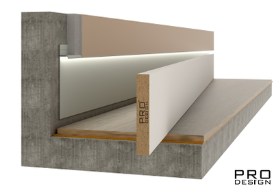 Плинтус "ВСТАВКА" скрытого монтажа Universal встраиваемый в стену PAL