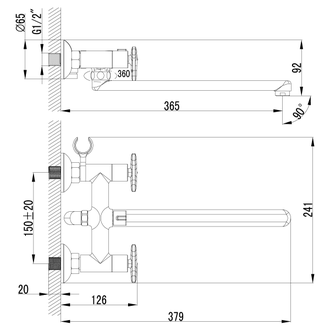 Смеситель для ванны Plus Spirit LM1951C