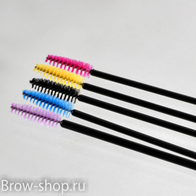 Нейлоновые щеточки для бровей розовые 50шт/уп