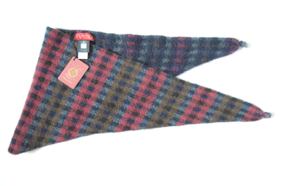 Шарф платок в клетку вязаный женский Vizio Италия 6944 ST бордовый