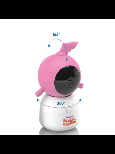 Видеоняня Ramili Baby RV100CNUSHA Нюша, Малышарики, с креплением, Wi-Fi моторизированная видеоняня с креплением, интерком, DVR, 2k (3Mpx)
