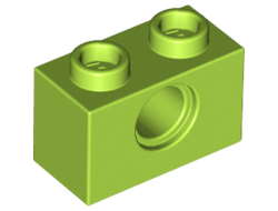 Technic, Brick 1 x 2 with Hole, Lime (3700 / 6132372)