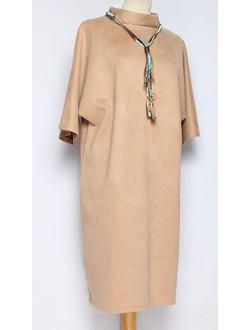 ПЛАТЬЕ ТРИКОТАЖНОЕ "ЗАМША КИМОНО" бежевое р.48,50