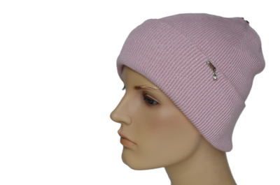Итальянская шапка с отворотом розовая