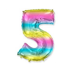 Воздушный шар фольгированный "ЦИФРА 5. Радуга"