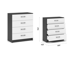 Спальня ЧИКАГО - Комод 4ящ Антрацит/Белый