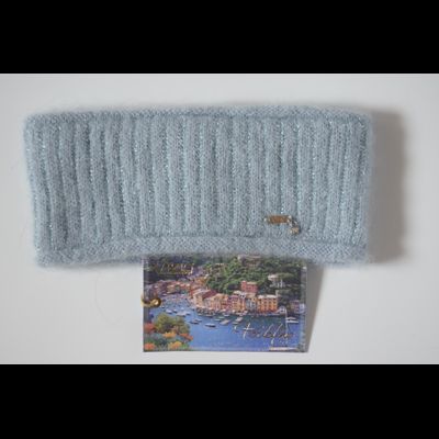 Голубая вязаная повязка женская из мохера и альпака Италия Vizio 6700 F