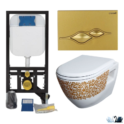 xКнопка смыва CREAVIT UFO GP1006.00 золото матовый