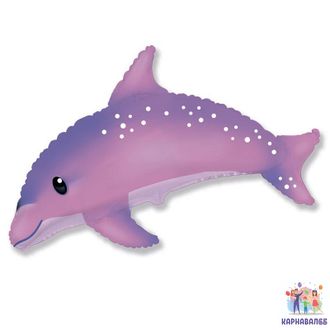 Шар 94 см фольга Дельфин ( шар + гелий + лента )