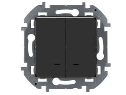 Legrand, Inspiria, Выключатель двухклавишный с подсветкой - антрацит