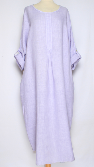 ПЛАТЬЕ БОХО ЛЬНЯНОЕ "СКЛАДКА" хаки, бежевое, лаванда до р.56