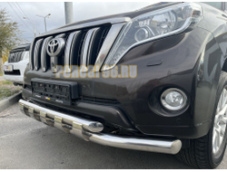 Защита переднего бампера двойная с перемычками Toyota Land Cruiser Prado 150 (2014-2017)