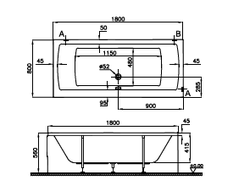 Прямоугольная ванна VitrA Neon, 180х80 см, 52540001000