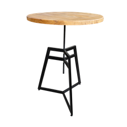 Круглый обеденный стол с деревянной столешницей и металлическим основанием