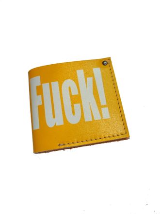 Портмоне мини-бифолд жёлтый с принтом "Fuck"