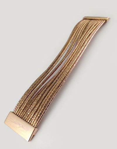 (АРТИКУЛ: 6810/82) БРАСЛЕТ ЖЕНСКИЙ, КОЖАНЫЕ НИТИ, ЦВЕТ "БРОНЗА", НА МАГНИТЕ