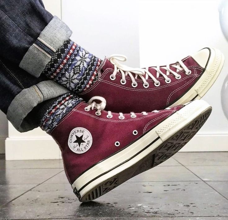 Кеды Converse All Star (Конверс) высокие бордовые мужские