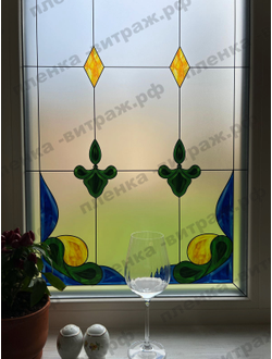 Витражная пленка, витражная пленка самоклеющаяся, пленочный витраж с фацетом