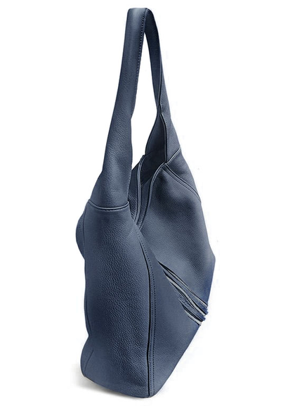 (АРТИКУЛ: 9513/1-82) СУМКА-МЕШОК ЖЕНСКАЯ, БОЛЬШАЯ, НАТУРАЛЬНАЯ КОЖА, СИНЯЯ, ЧЕРЕЗ ПЛЕЧО