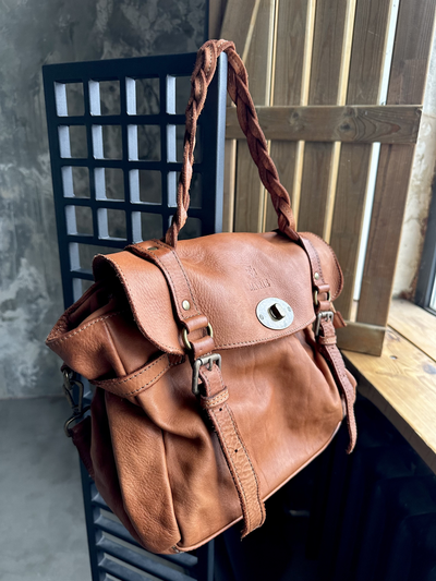 Женская сумка из натуральной винтажной кожи Vera Pelle, цвет рыжий 026886