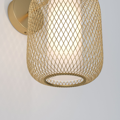 Настенный светильник с металлическим абажуром и стеклянным плафоном 30192/1 золото