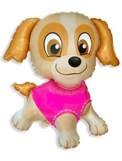 Фольгированный шар с гелием "Щенок в розовом комбинезоне"