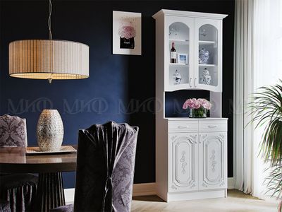 Буфет 2-х створчатый Лиза-2 Белый глянец Ш800 х В2250 х Г400 мм.